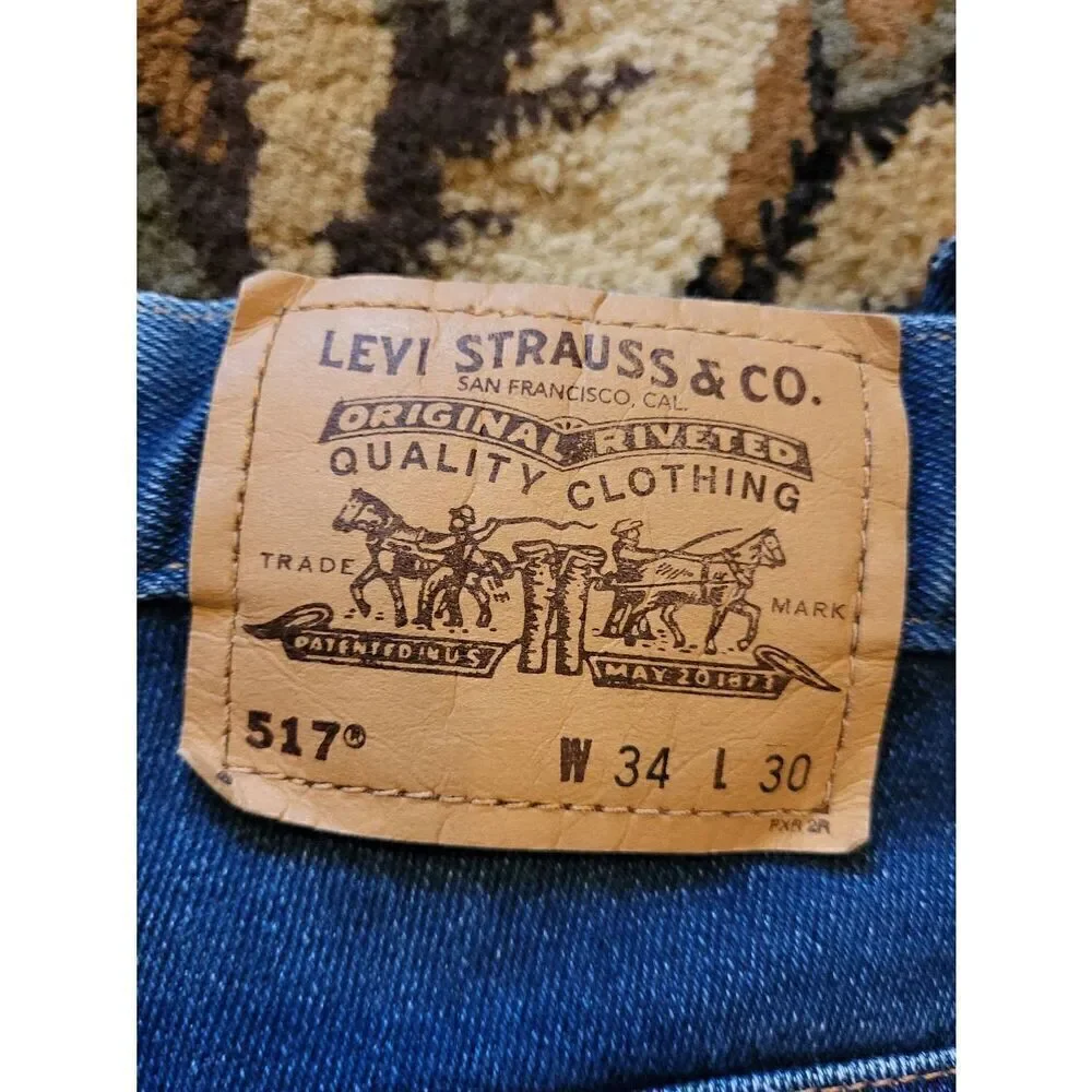 Levi's Jeans Men's 34 Blue 517 Black Tab Bootcut Y2K 2001 Western Cowboy